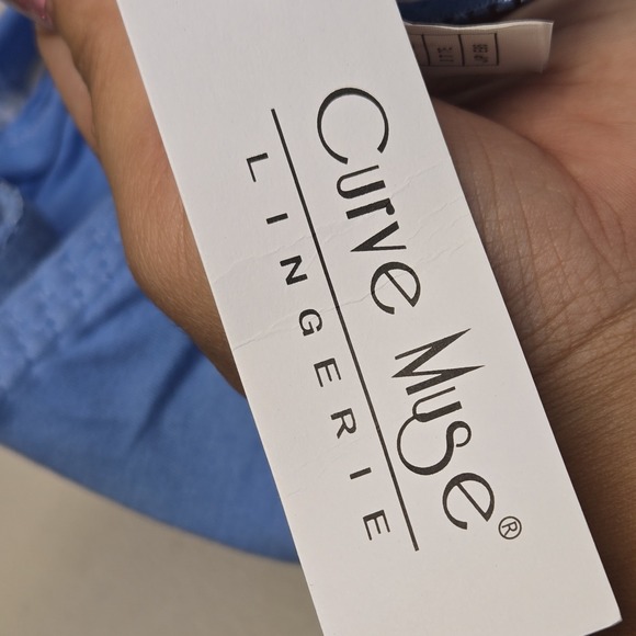 Curve Muse Women Bra 42DD Light Blue Underwired Lace‎ Bow Strap NWT - Picture 6 of 10